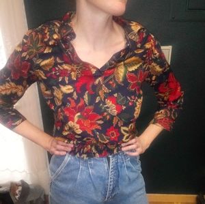 VTG 90s Pullover Cropped Elastic Waist Blouse